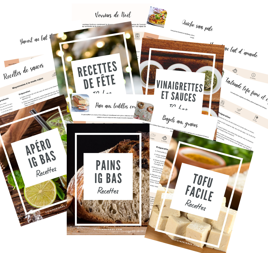 Aperçu des ebooks de recettes IG bas